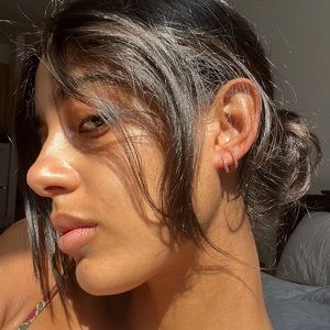 Solid 14K gold and red sapphire earrings